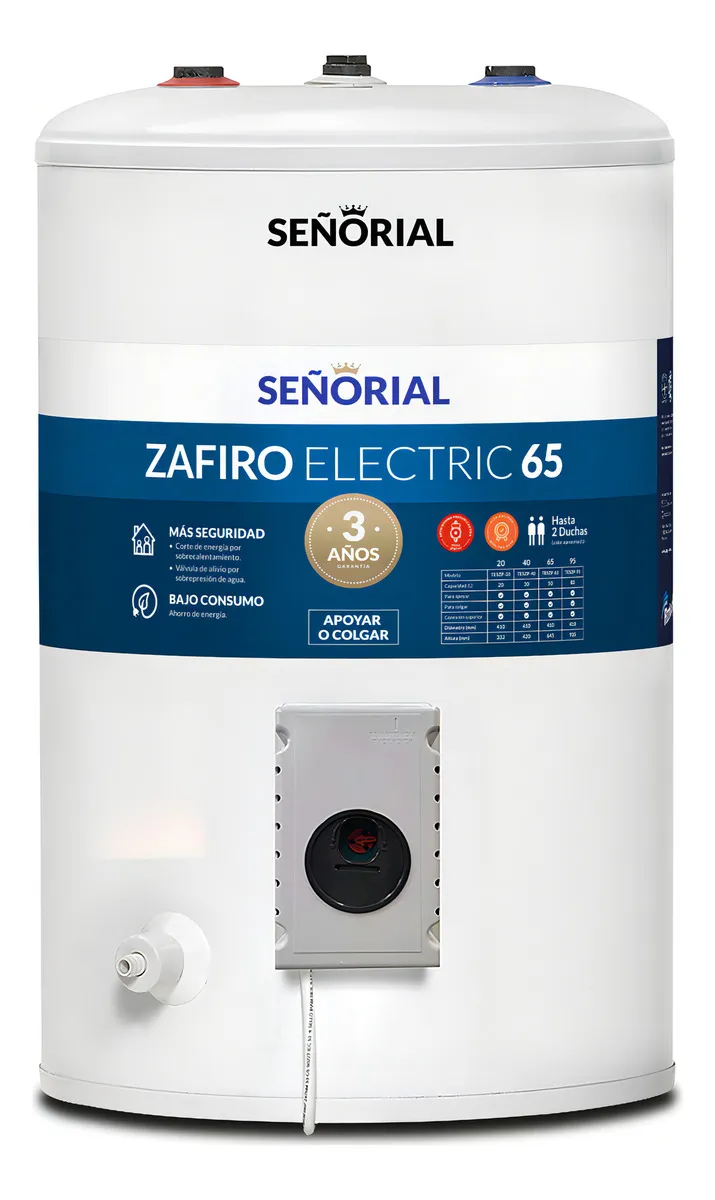 Termotanque eléctrico Señorial Zafiro TESZ-65 50 litros conexión superior