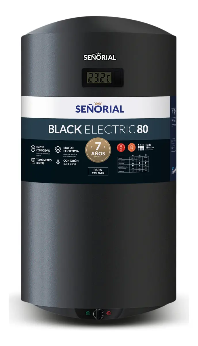 Termotanque eléctrico Señorial Black 80 litros negro