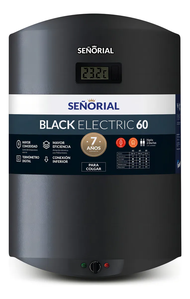 Termotanque eléctrico Señorial Black TSBE-60 60 litros Negro